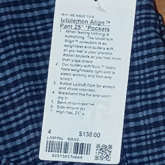 NWT Lululemon Align™ High-Rise Pant with Pockets 25"-ColourGlow Grid Washed Deni - Picture 6 of 6
